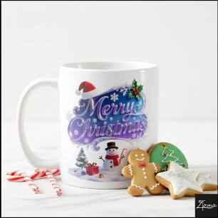 Taza De Café Navidad iridiscente 'Feliz Navidad con muñeco de n