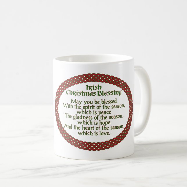Taza De Café Navidad irlandés que bendice, día de fiesta (Anverso derecho)