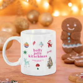 Taza De Café Navidad Kitsch | Fiesta Retro Holly Jolly
