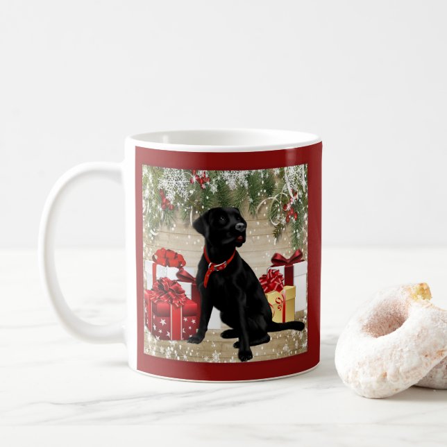 TAZA DE CAFÉ NAVIDAD LABRADOR NEGRO (Con donut)