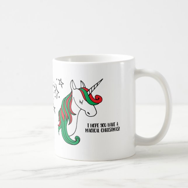 Taza De Café Navidad mágico del unicornio (Derecha)