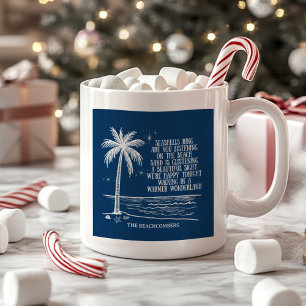 Taza De Café Navidad Más Cálida Playa Palmeras Árbol de Navidad