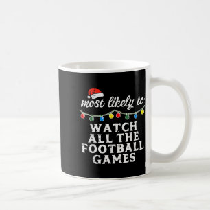 Taza De Café Navidad Más Probable Ver Fútbol Partido De Navidad