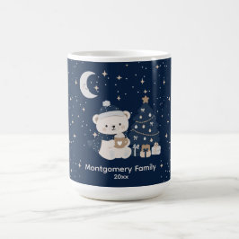 Taza De Café Navidad Media Noche Personalizada | Azul Marino, P