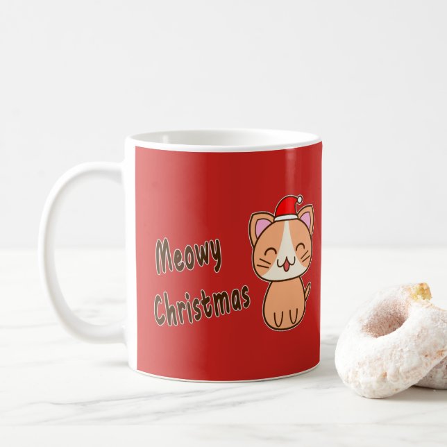Taza De Café Navidad Meowy (Con donut)