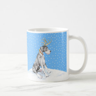 Taza De Café Navidad Merle UC del reno de great dane