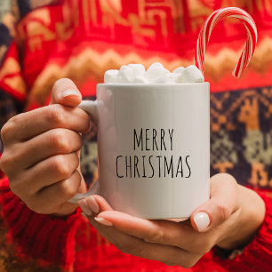 Taza De Café Navidad minimalista en blanco y negro