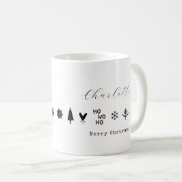 Taza De Café Navidad Minimalista Moderna Elegante Blanco Negro
