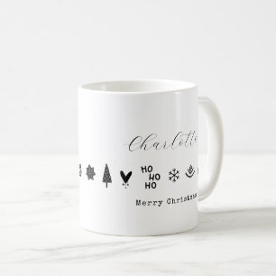 Taza De Café Navidad Minimalista Moderna Elegante Blanco Negro