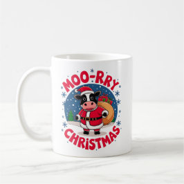 Taza De Café Navidad Moo-rra Divertida Vaca Santa Navidad