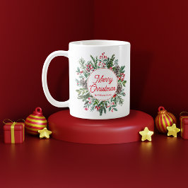 Taza De Café navidad navidad acuarela moda de verdor de inviern