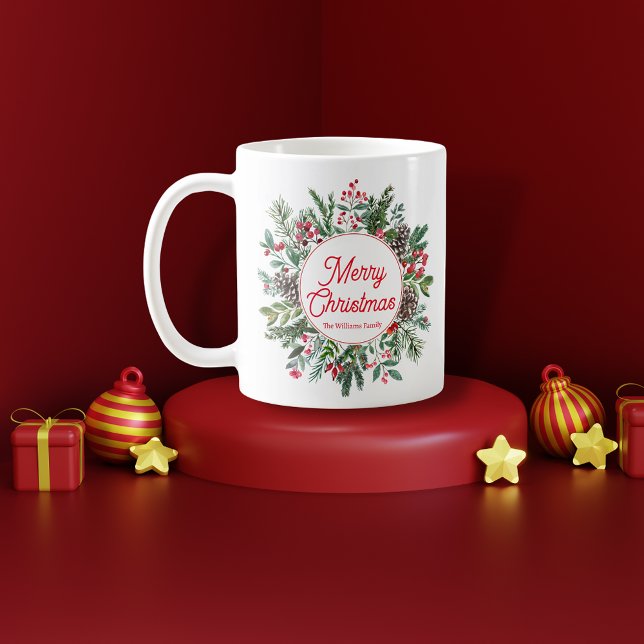 Taza De Café navidad navidad acuarela moda de verdor de inviern (Subido por el creador)
