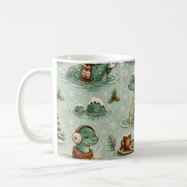 Taza De Café Navidad Nessie Monstruo del Lago Ness Acogedores C (Izquierda)
