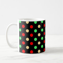 Taza De Café Navidad - Patrón de lunares en fondo negro