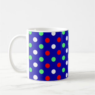 Taza De Café Navidad - Patrón de lunares rojos, verdes y blanco