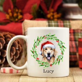 Taza De Café Navidad Perro Golden Retriever Santa Holiday
