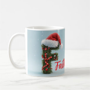 Taza De Café Navidad personalizada con nombre e inicial persona