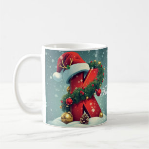 Taza De Café Navidad personalizada con nombre e inicial persona