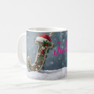 Taza De Café Navidad personalizada con nombre e inicial persona