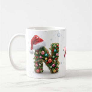 Taza De Café Navidad personalizada con nombre y inicial persona