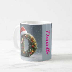 Taza De Café Navidad personalizada con nombre y inicial persona