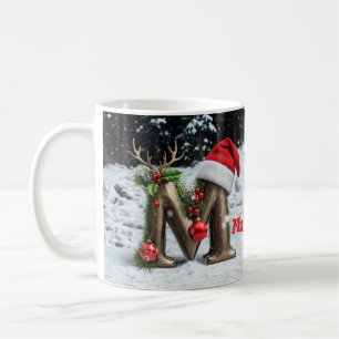 Taza De Café Navidad personalizada con nombre y inicial persona