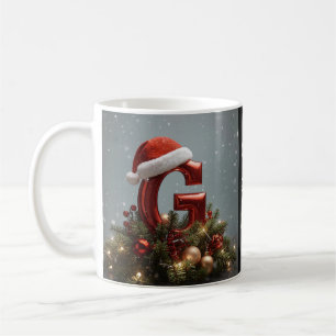 Taza De Café Navidad personalizada con nombre y inicial persona