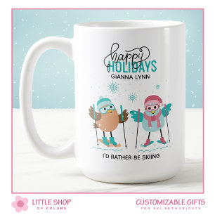 Taza De Café Navidad Personalizada de Esquí
