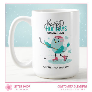 Taza De Café Navidad personalizada de hockey sobre hielo