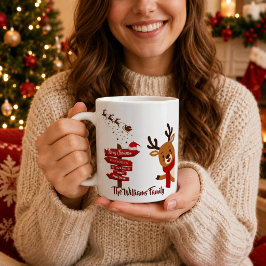 Taza De Café Navidad Personalizada Feliz Reno Navideño Fiesta