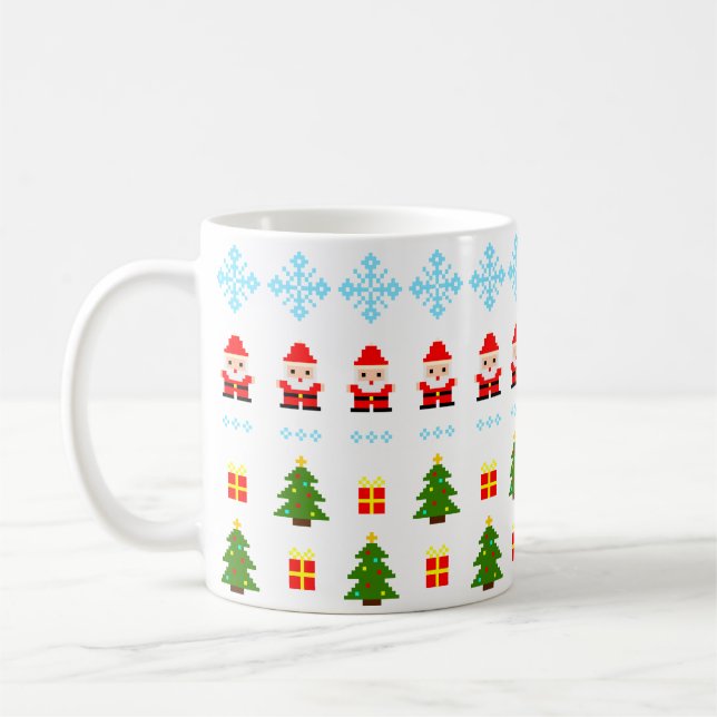 Taza De Café Navidad Pixel Art (Izquierda)