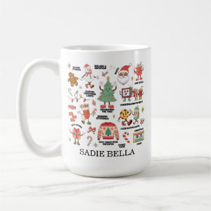 Taza De Café Navidad Retro Nostálgica Verde y Rojo