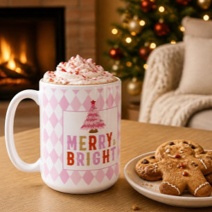 Taza De Café Navidad Rosa Brillante con Diamantes