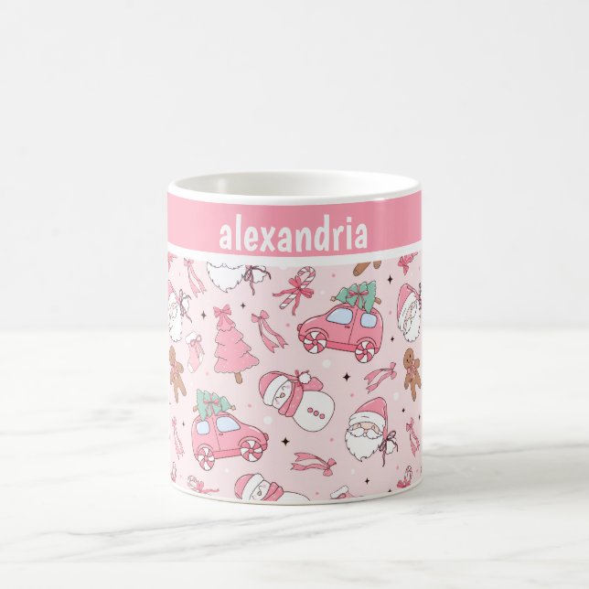 Taza De Café Navidad rosa sin costuras personalizable (Centro)