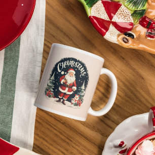 Taza De Café Navidad Rústica Alegre y Santa Causa