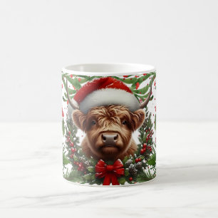 Taza De Café Navidad Vaca de las Tierras Altas, Fiesta Invernal