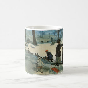 Taza De Café Navidad Vintage, Central Park en Invierno Glackens