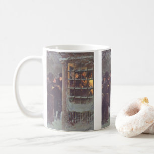 Taza De Café Navidad Vintage, personas victorianas en una fiest