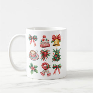 Taza De Café Navidad Vintage Preppy Fiesta Coquette Lazo Navida