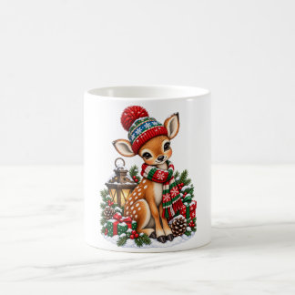 Taza De Café Navidad Vintage Reno Invierno Fiesta Retro