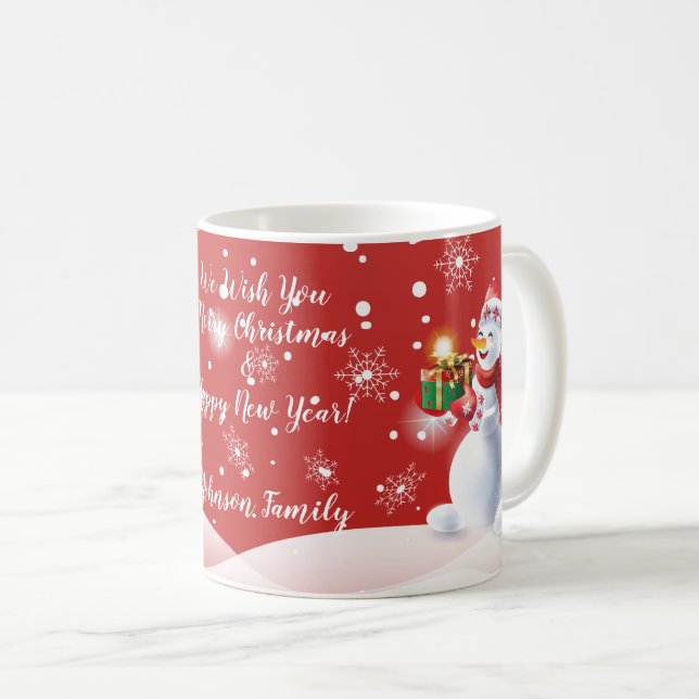 Taza De Café Navidad y muñeco de nieve de las vacaciones de (Anverso derecho)