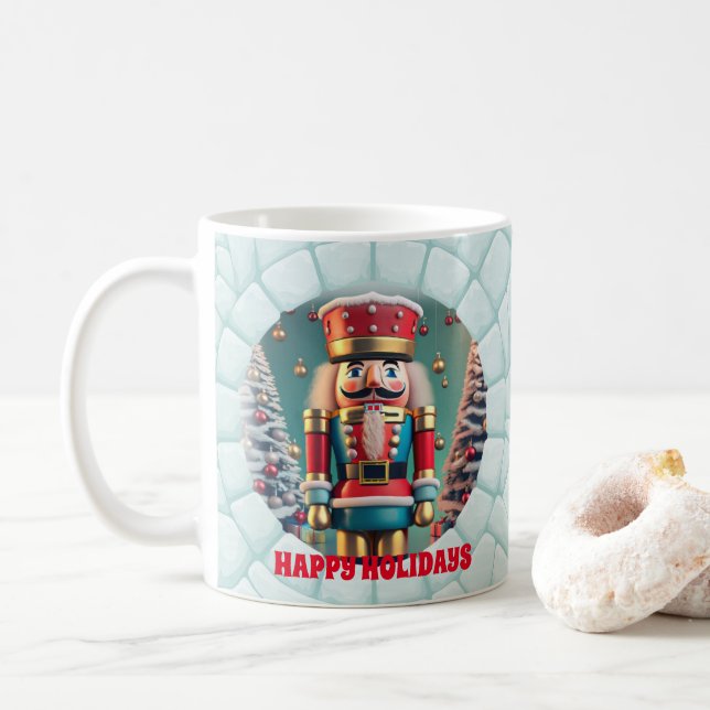 Taza De Café navidades 3D Cute Nutcracker Happy Holidays (Con donut)