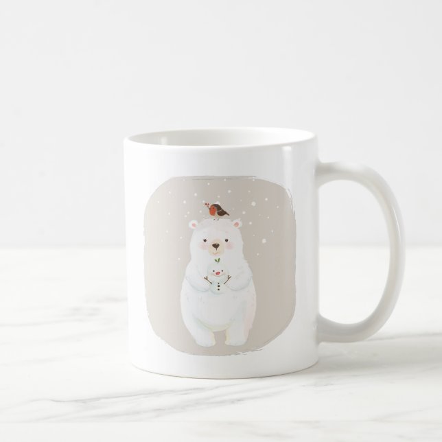 Taza De Café Navidades abrazos de oso nevado (Derecha)