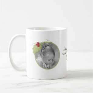 Taza De Café Navidades acuarela Elegante vegetación Holly Berry