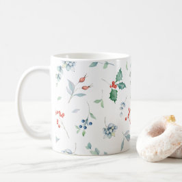 Taza De Café Navidades acuarela Fiesta floral tradicional