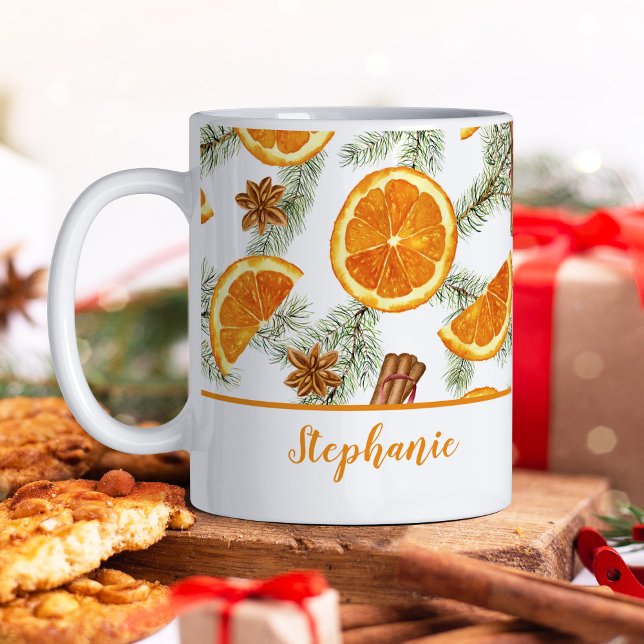 Taza De Café Navidades acuarela Naranjas cítricos personalizado (Subido por el creador)
