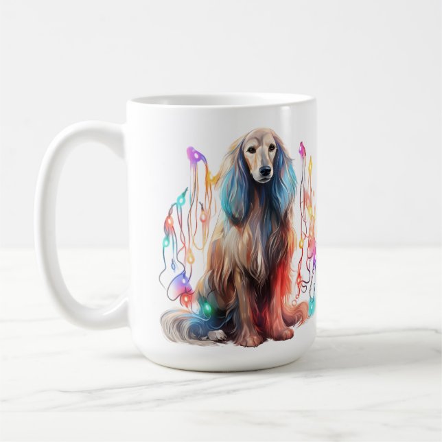 TAZA DE CAFÉ NAVIDADES ADORABLES AFGHAN HOUND PUPPY (Izquierda)