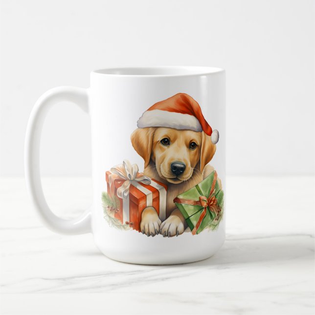 TAZA DE CAFÉ NAVIDADES ADORABLES AMARILLO TRABAJADOR RETRIEVE (Izquierda)