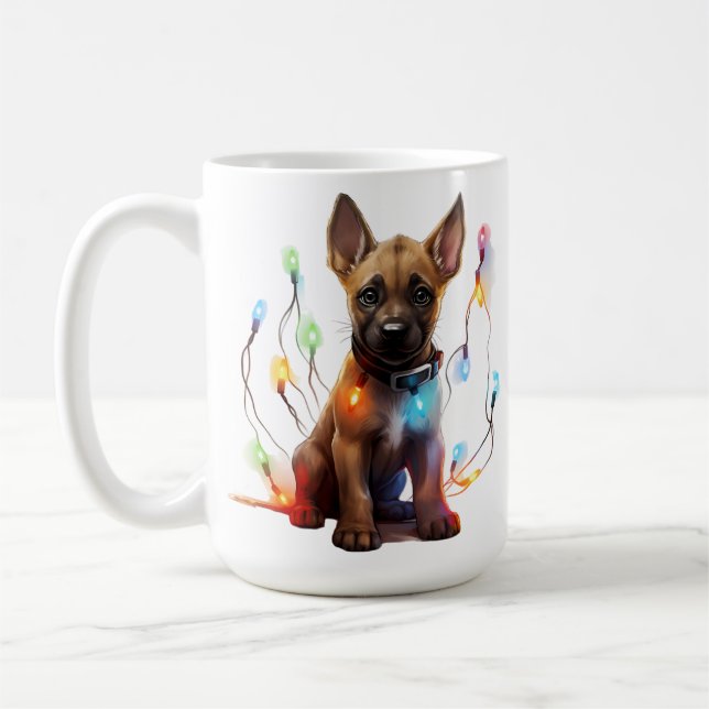 TAZA DE CAFÉ NAVIDADES ADORABLES BELGA MALINOIS PUPPY (Izquierda)