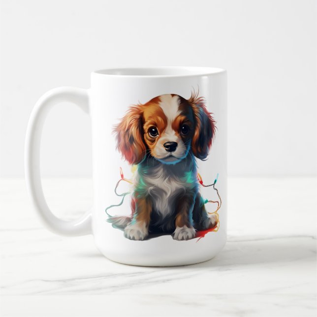TAZA DE CAFÉ NAVIDADES ADORABLES CAVALIER KING CHARLES PUPPY DO (Izquierda)